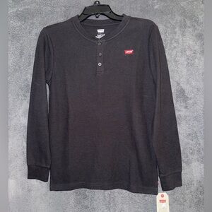 NWT Levi's Black Long Sleeve Henley Shirt Size Large (Boys)